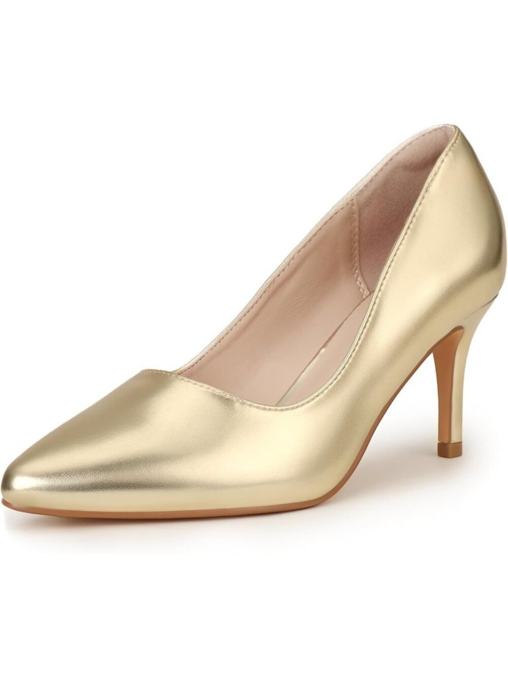 Women's Gold High Heels Pumps Stiletto Pointed Toe Dress Wedding Trendy Shoes